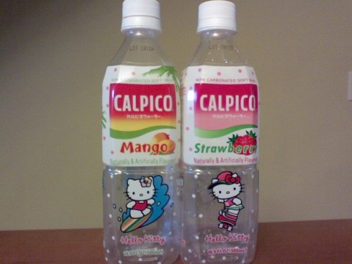Calpico drinks featuring Hello Kitty